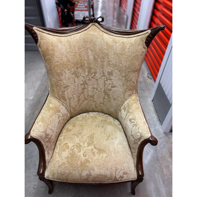 1930s Pair of Beautifully Carved Mahogany Vintage Arm Chairs For Sale - Image 4 of 12