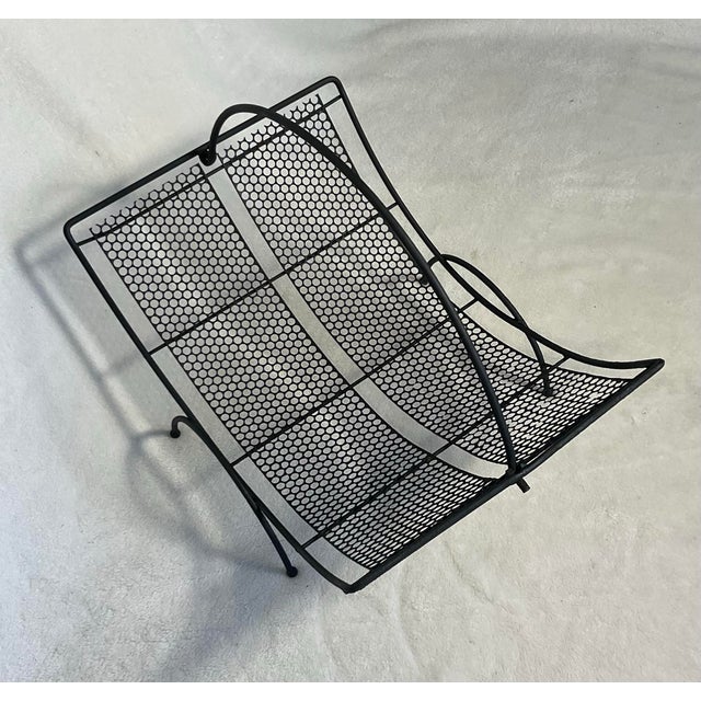 Metal 1950s Wrought Iron Magazine Rack Mid Century Modern For Sale - Image 7 of 12