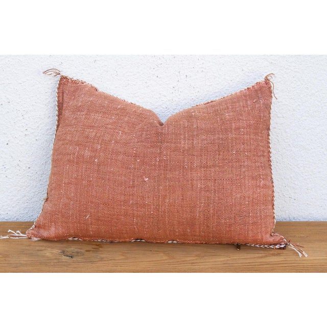 Textile Terracotta Star Lumbar Moroccan Silk Pillow For Sale - Image 7 of 8
