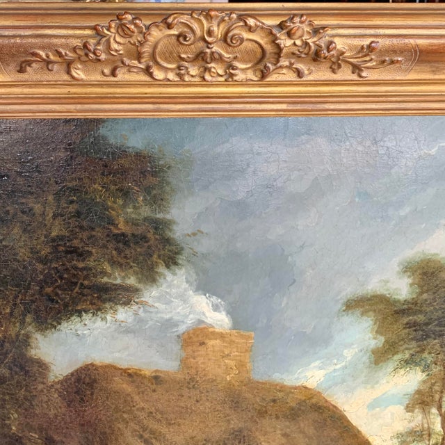 “Evening at the Cottage” Very Large Oil on Canvas Attributed to George Morland For Sale - Image 11 of 17