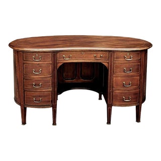 Antique English Kidney Shaped Mahogany Desk For Sale