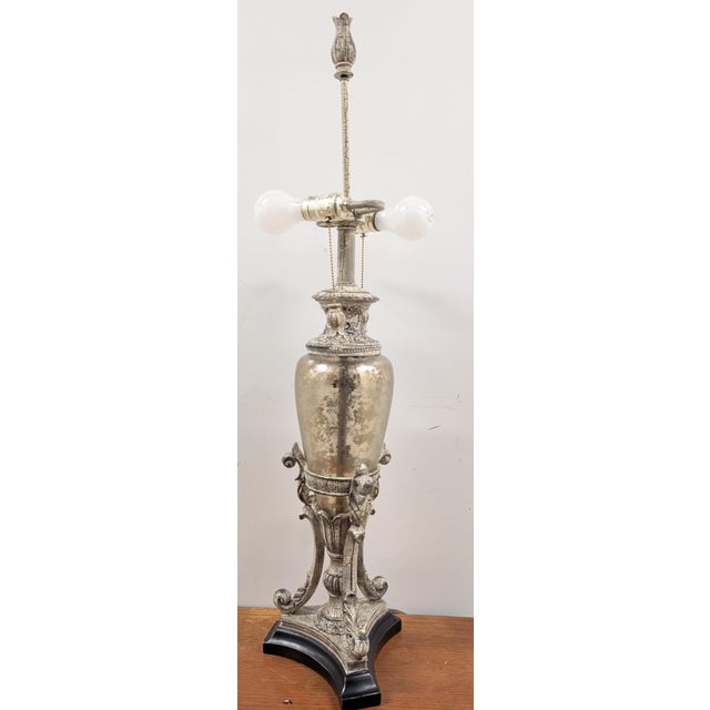Silver Vintage Urn Shaped Table Lamp For Sale - Image 8 of 10