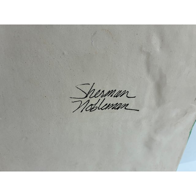 Beige Late 20th Century Napa Artist Sherman Nobleman Fine Art Hand Painted Rooster on Ceramic – 9.5" X 12" For Sale - Image 8 of 11