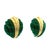 Metal Vintage 1970s 18k Gold Carved Malachite Sculptural Clip-on Earrings, Pair For Sale - Image 7 of 13