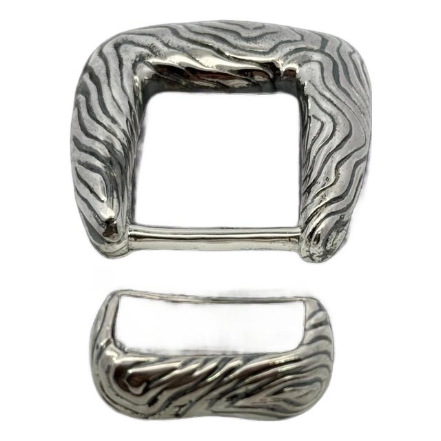 1990s Tiffany & Co Ladies Wood Grain Fashion Belt Buckle Sterling Silver Estate For Sale
