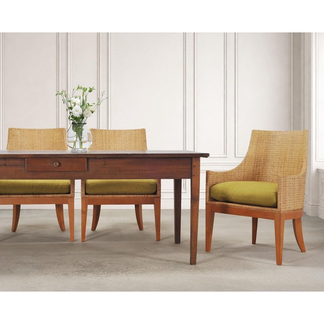 A handsome French Provincial farmhouse dining table, hand-crafted in 19th century France from richly patinated chestnut...