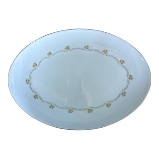 Vintage Wyndham “Buttercup” Oval Platter– Yellow & Blue Floral With Silver Trim – 14" For Sale