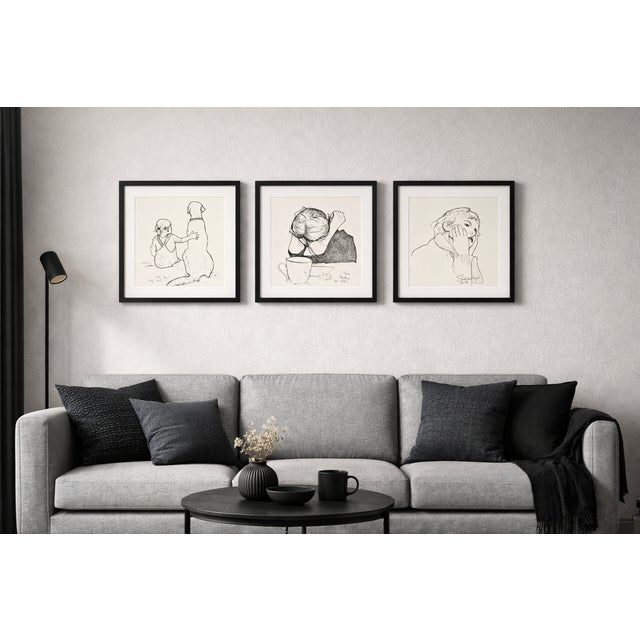 Thoughtful Minimalism Ink on Paper For Sale - Image 6 of 7