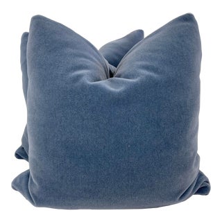 Schumacher "Imperial Mohair" in Blue Grey 22" Pillows-A Pair For Sale