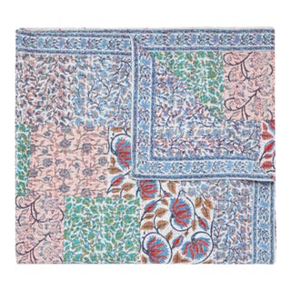 Aizel Twin Multi/Blue Patchwork Hand Stitched Quilt For Sale