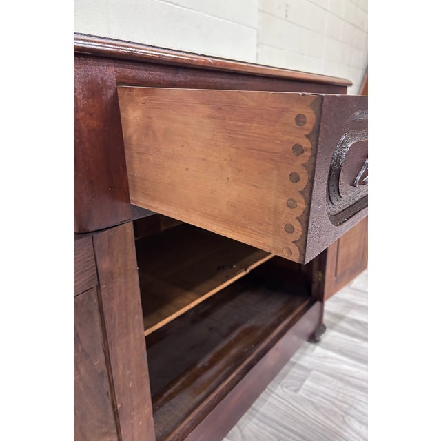 Antique Victorian Eastlake Style Walnut Cupboard Washstand Nightstand For Sale - Image 4 of 11