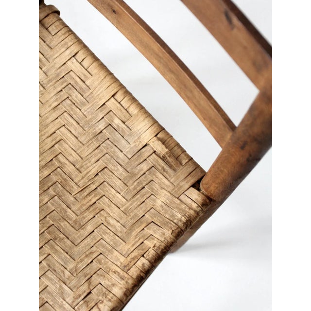 Wood Antique Splint Weave Seat Chairs Pair For Sale - Image 7 of 13