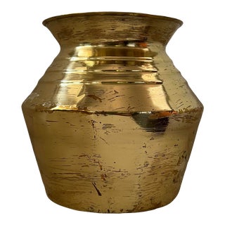 1950s Indian Brass Vase Metal Water Vessel Pot Lota Kalash South India Handmade I Gave For Sale