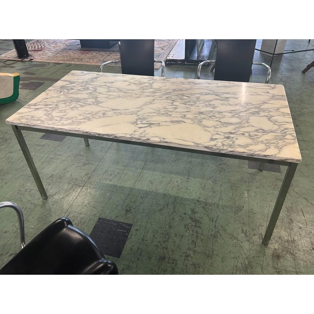 Stone Marble and Metal Table attributed to Florence Knoll, 1960 For Sale - Image 7 of 11