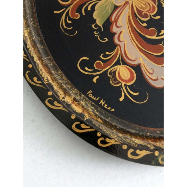 Mid 20th Century Vintage Hand Painted Rosmaling Wood Tray For Sale - Image 5 of 10