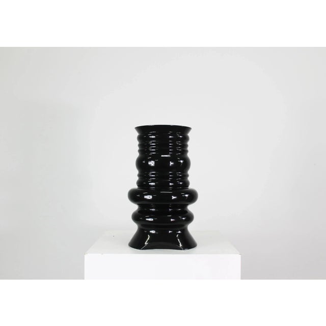 Black Jaipur Vase in Black Enamelled Ceramic by Sergio Asti, 1980s For Sale - Image 8 of 8