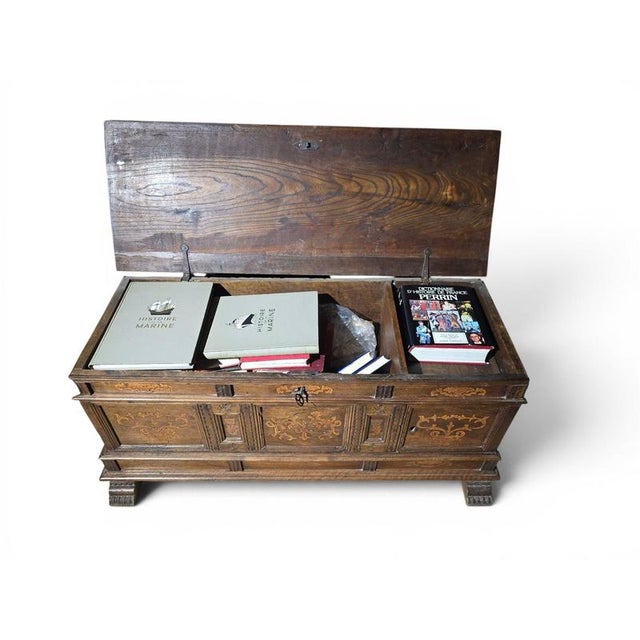 Brown 19th Century Catalan Marquetry Chest with Secret Drawers and Compartments, 1850 For Sale - Image 8 of 13