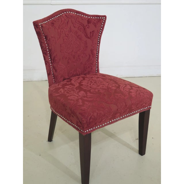 Art Deco Art Deco Style Damask Print Upholstered Side Chair For Sale - Image 3 of 9