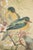 Goldenrod Showa Era Oda Hideaki, "Peonies and Blue Birds" Japanese Silk Scroll Painting For Sale - Image 8 of 15