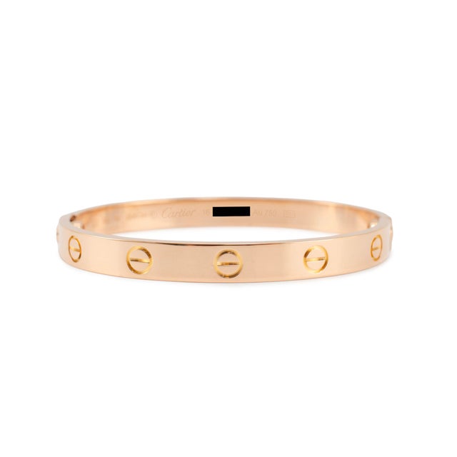 Cartier Love Classic Model 18k Rose Gold Bangle Bracelet For Sale In Houston - Image 6 of 8
