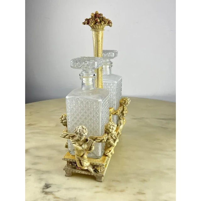 Oil/Vinegar Bottles with Holder, Italy, 1960s, Set of 3 For Sale - Image 5 of 12