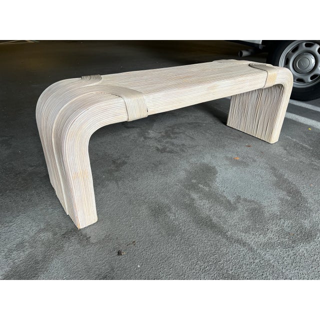 1970's Betty Cobonpue Scultura Pencil Reed Rattan Bench For Sale - Image 4 of 11