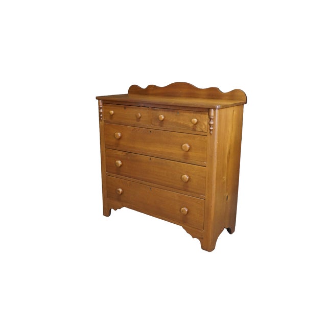 Victorian Antique American Victorian Empire Style Walnut Chest of Drawers Dresser 42" For Sale - Image 3 of 18
