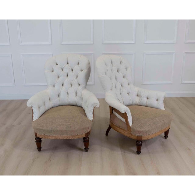 Wood Pair of 20th Century French Chairs, Ready to Upholster For Sale - Image 7 of 13