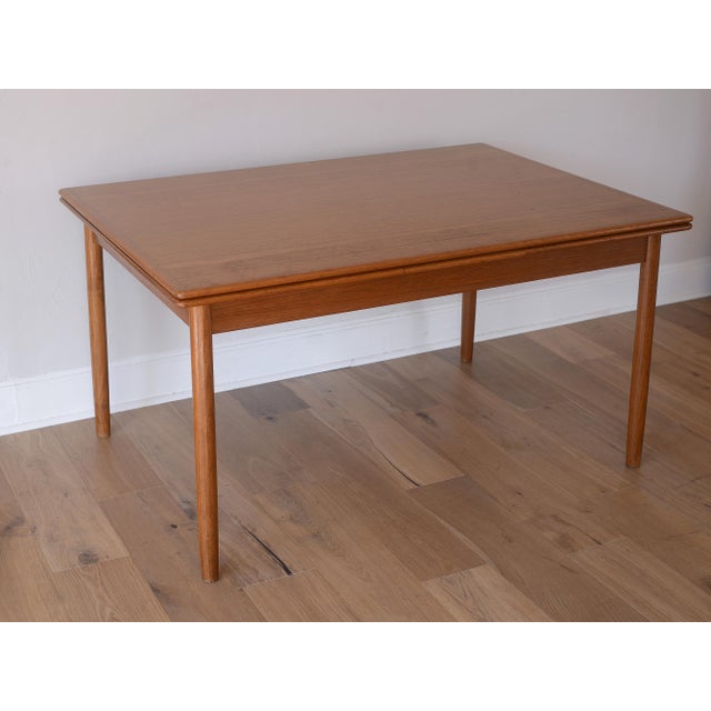 Mid-Century Modern Kurt Ostervig Style Danish Teak Extendable Dining Table With Hidden Leaves For Sale - Image 3 of 13