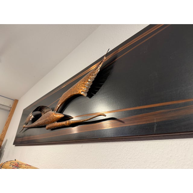 Metal and Copper Wall Decoration with Birds, 1970s For Sale - Image 5 of 15