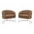Milo Baughman Style Barrel Back Chrome Lounge Chairs - A Pair For Sale