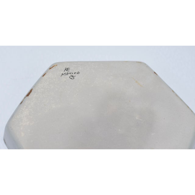 Handcrafted Ken Edwards Studio Hexagon Platter Tonala Mexico Folk Art Pottery For Sale - Image 4 of 6