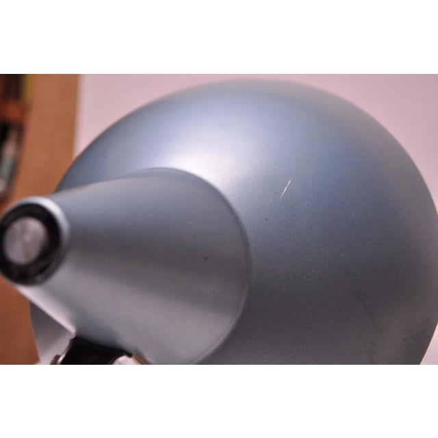 Midcentury German Gooseneck Table Lamp in Metallic Blue by Helo Leuchten For Sale - Image 11 of 13