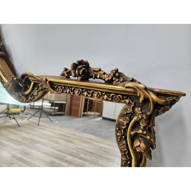 Wood Vintage Mirror in Lacquered and Carved Wood, 1960 For Sale - Image 7 of 12