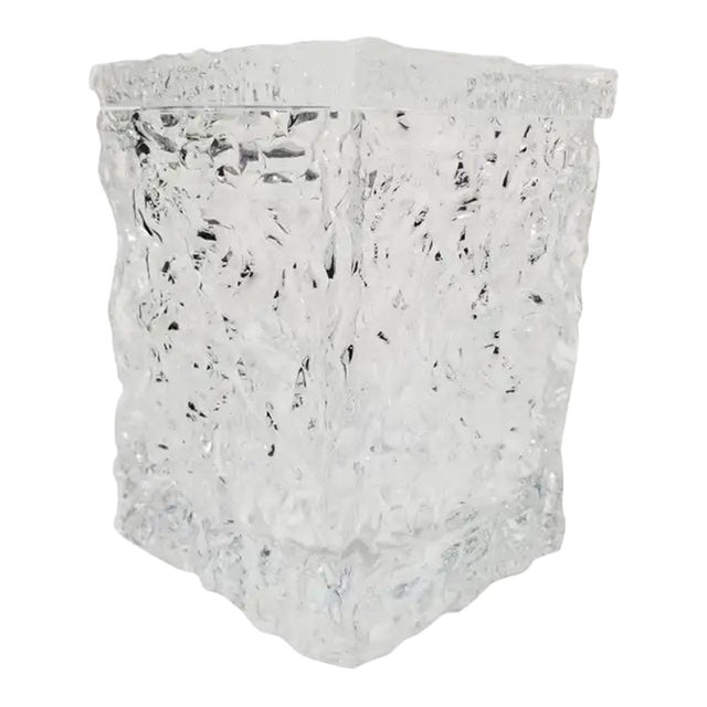 1970s Mid Century Lucite Ice Bucket Brutalist Ice Cube Motif For Sale