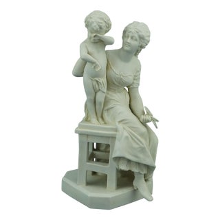 Art Nouveau Biscuit Sculpture Depicting Motherhood from Scheibe-Alsbach, Germany, Late 1800s For Sale