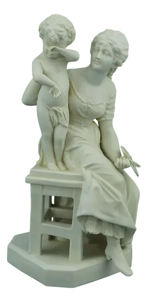 Art Nouveau Biscuit Sculpture Depicting Motherhood from Scheibe-Alsbach, Germany, Late 1800s