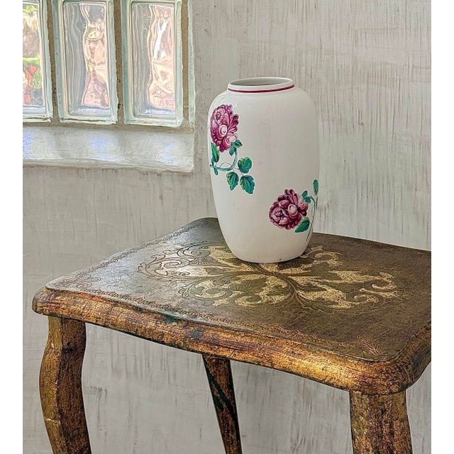 Tiffany & Co. White Porcelain Vase in the Strasbourg Flowers Pattern With Polychrome Decoration of Scattered Flowers and...