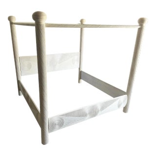 Boho Chic Swirl Pencil Reed King Size Canopy Bed Frame For Sale