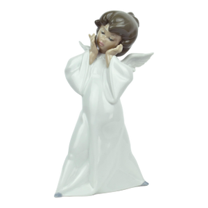 Vintage Handmade Lladró Heavenly Slumber Glazed Porcelain Angel Figurine Spain