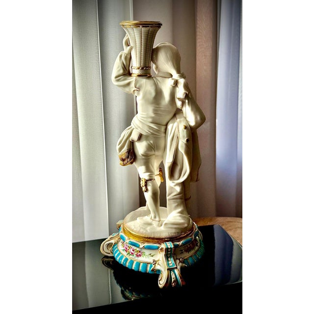 French Bisque Porcelain Figural Candlesticks, 19th Century, Set of 2 For Sale - Image 14 of 18
