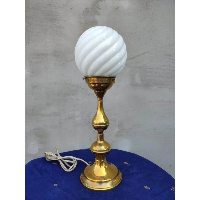 Art deco, brass desk lamp, dimensions: height 43.5 cm, diameter 13 cm. European Plug (up to 250V).The wiring of this item...