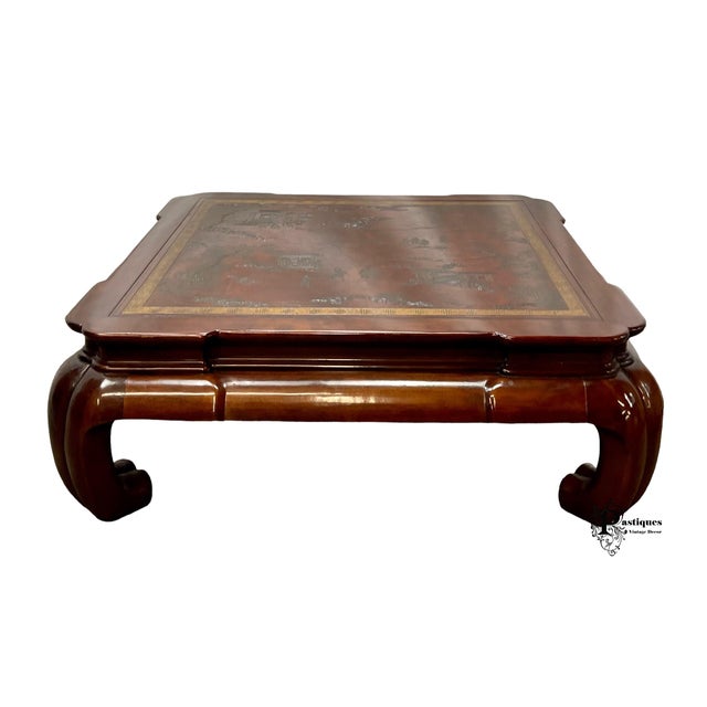 Vintage Drexel Heritage Ming Treasures Leather Inlay Coffee Table