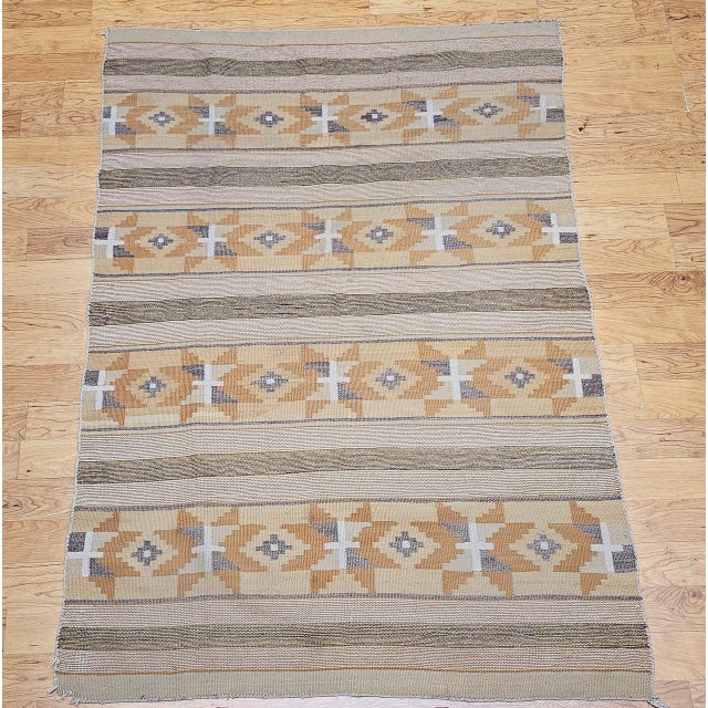 1900 - 1909 Vintage Native American Navajo Chinle Rug, Handwoven Wool, Banded Stripe Design, 4x6 For Sale - Image 5 of 13