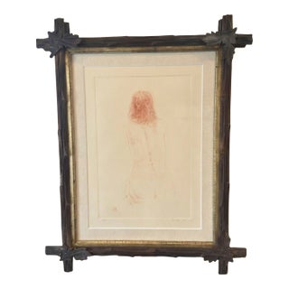 Late 20th Century Thayer 02. Original Nude Pencil Drawing in Vintage Frame - Signed For Sale