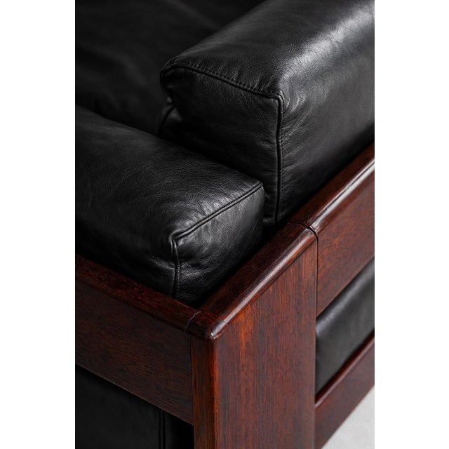 Bastiano 3-Seater Sofa in Leather and Rosewood by Tobia Scarpa, 1960 For Sale - Image 3 of 5