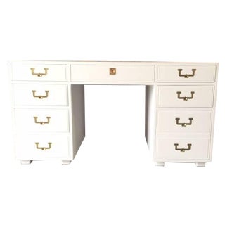 Mid-Century White Hollywood Regency Desk For Sale
