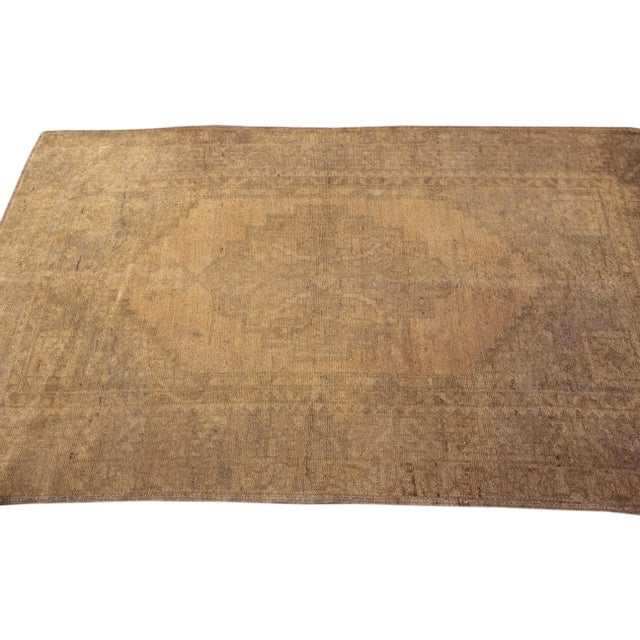 Beige Vintage Khotan Handmade Beige Medallion Wool Rug For Sale - Image 8 of 11