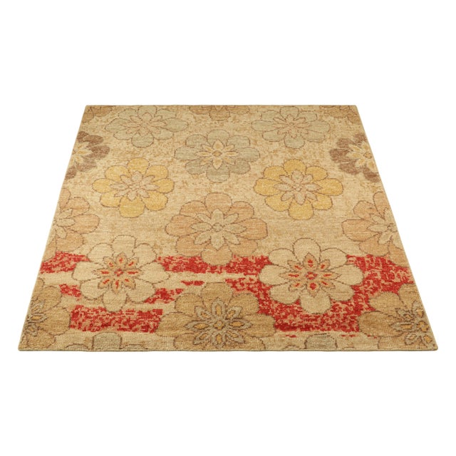 2010s Rug & Kilim’s Distressed Square Rug With Colorful Floral Medallions For Sale - Image 5 of 7