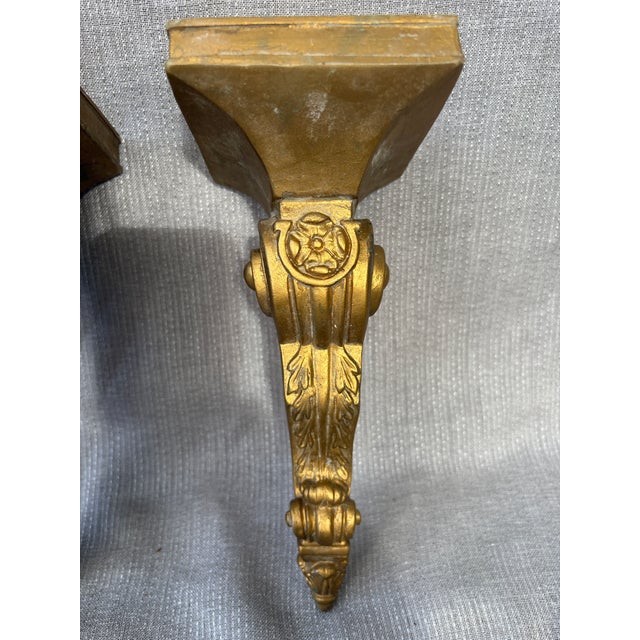Vintage Gold Resin Candleholder Sconces a Pair For Sale - Image 4 of 17